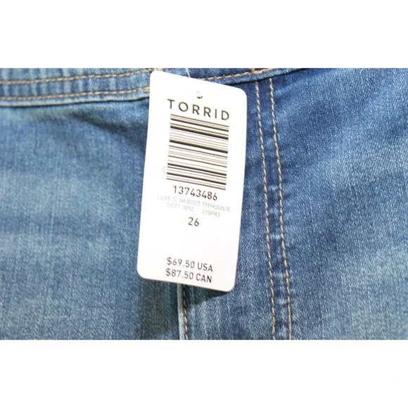 NWT Torrid Luxe Slim Boot Jeans Light Wash Super Stretch Denim Plus Size 26 - Picture 7 of 12